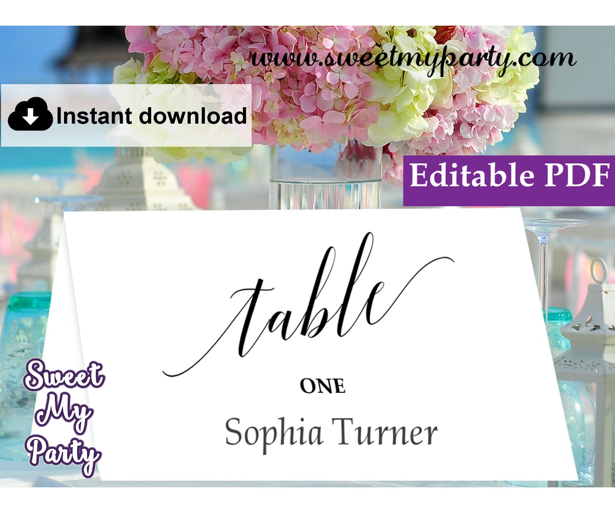 Calligraphy Escort Cards template printable,Place Cards template, (27)